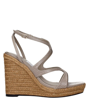 Jimmy Choo Gray Leather Wedge Sandals