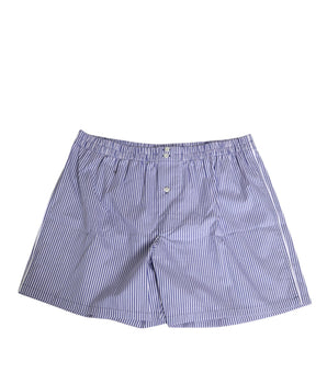 Dolce &amp; Gabbana Blue White Cotton Striped Button Fly Shorts Swimwear