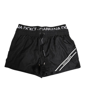 Dolce & Gabbana Black Drawstring Beachwear Men Shorts Swimwear