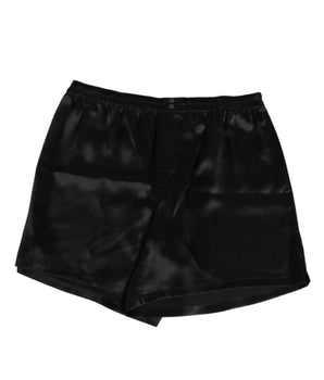 Dolce &amp; Gabbana Black Silk Satin Elastic Men Boxer Short Swimwear