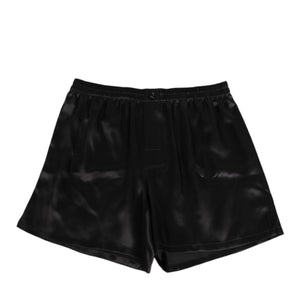 Dolce & Gabbana Black Silk Satin Elastic Men Boxer Short Swimwear