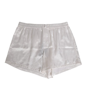 Dolce & Gabbana White Silk Satin Elastic Men Boxer Short Swimwear