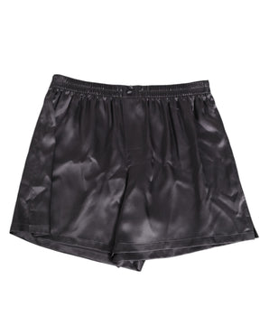 Dolce &amp; Gabbana Black Satin Silk Elastic Men Boxer Short Swimwear