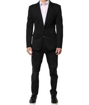 Dolce &amp; Gabbana Dark Blue Cotton Men Jacket Coat Blazer Suit