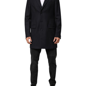 Dolce & Gabbana Dark Blue Wool Men Jacket Coat Blazer Suit