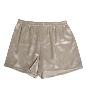 Dolce & Gabbana Beige Silk Satin Elastic Men Boxer Short Swimwear