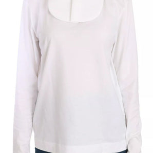 Dolce & Gabbana White Cotton Longsleeve Collared Blouse