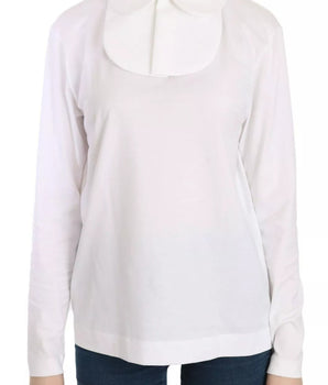 Dolce &amp; Gabbana White Cotton Longsleeve Collared Blouse