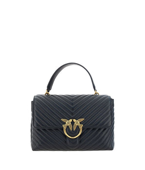 PINKO Black Calf Leather Bos Taurus Handbag