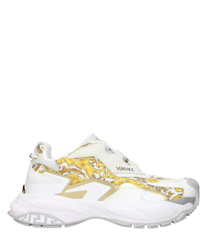 Versace Gold Fabric Low Top Sneakers