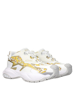 Versace Gold Fabric Low Top Sneakers