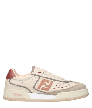 Fendi Beige Leather Low Top Sneakers
