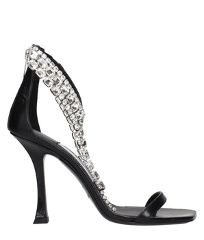 Jimmy Choo Black Leather Stiletto Heel Sandals