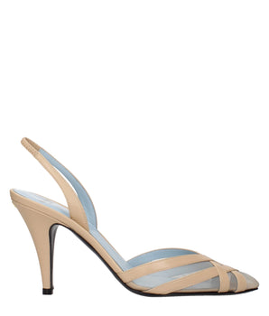 Valentino Garavani Beige Leather Stiletto Heel Sandals