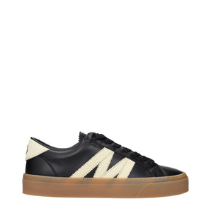 Moncler Black Leather Low Tops