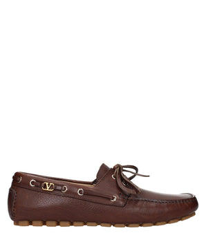 Valentino Garavani Brown Leather Slip-On Loafers