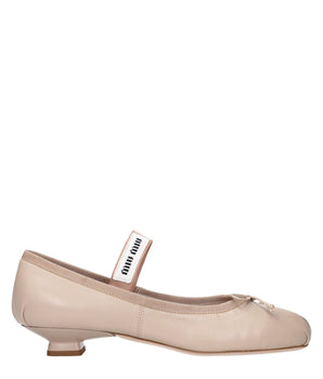 Miu Miu Pink Leather Ballet Flats