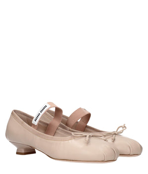 Miu Miu Pink Leather Ballet Flats