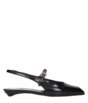 Prada Black Leather Flat Sandals