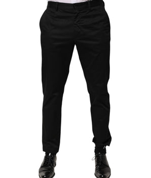 Dolce &amp; Gabbana Women's Black Cotton Tapered Men's Formal Pants