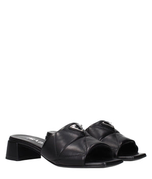 Prada Black Leather Flat Sandals