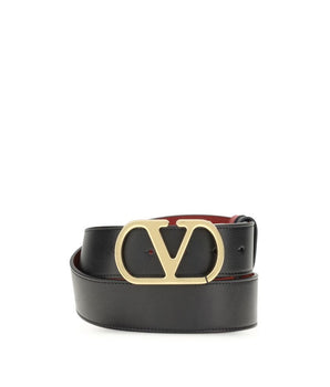 Valentino Garavani Black Calf Leather Bos Taurus Regular Belt
