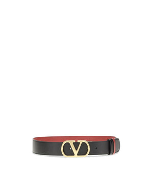 Valentino Garavani Black Calf Leather Bos Taurus Regular Belt