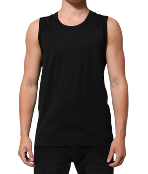 Dolce &amp; Gabbana Black Cotton Sleeveless Underwear Men Tank Top