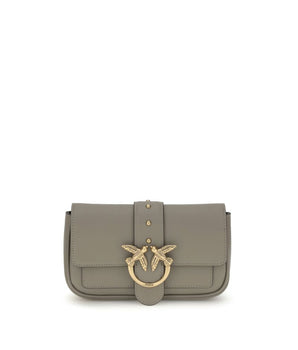PINKO Gray Calf Leather Bos Taurus Shoulder Bag