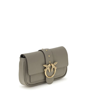 PINKO Gray Calf Leather Bos Taurus Shoulder Bag
