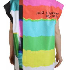 Dolce & Gabbana Multicolor Print Blouse Cotton Tank TV Print T-shirt