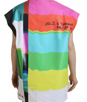Dolce &amp; Gabbana Multicolor Print Blouse Cotton Tank TV Print T-shirt