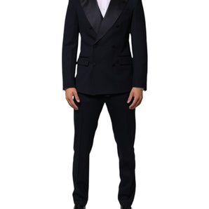 Dolce & Gabbana Black Wool 3 Piece Slim Fit Formal Men Suit