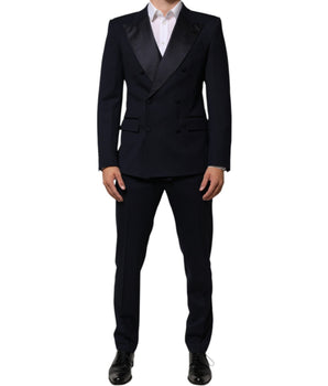 Dolce &amp; Gabbana Black Wool 3 Piece Slim Fit Formal Men