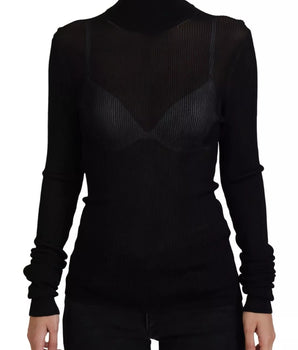Dolce &amp; Gabbana Black Turtleneck Slim Fit Pullover Sweater