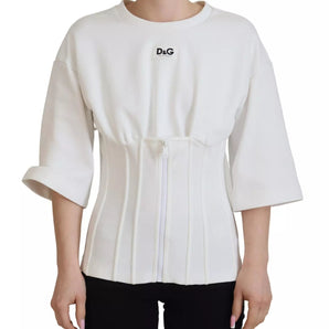 Dolce & Gabbana White Cotton Corset Stretch Top  T-shirt