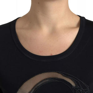 Roberto Cavalli Black Viscose Round Neck CLASS T-shirt