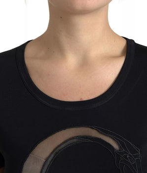 Roberto Cavalli Black Viscose Round Neck CLASS T-Shirt