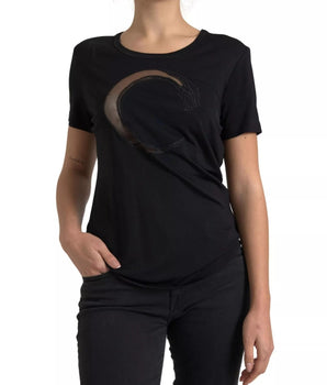 Roberto Cavalli Black Viscose Round Neck CLASS T-Shirt