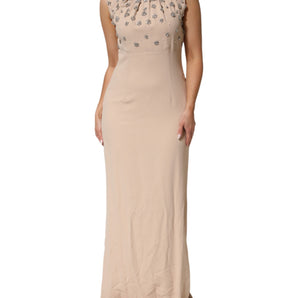 Dolce & Gabbana Nude Ecru Beaded Crystal Embellished Dress