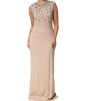 Dolce &amp; Gabbana Nude Ecru Beaded Crystal Embellished Dress