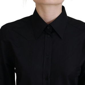 Dolce & Gabbana Black Cotton Collared Long Sleeves Shirt