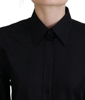Dolce &amp; Gabbana Black Cotton Collared Long Sleeves Shirt