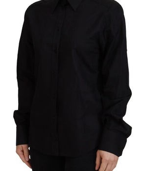 Dolce &amp; Gabbana Black Cotton Collared Long Sleeves Shirt