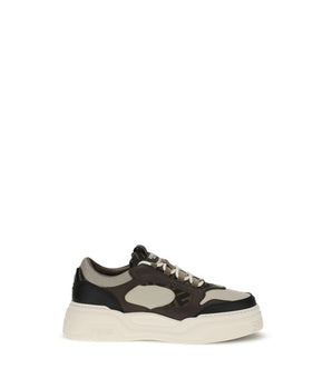 Fendi Black Calf Leather Bos Taurus Low Top Sneakers