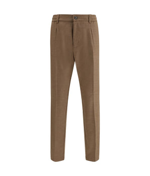 Cruna Brown Fleece Wool Casual Pants