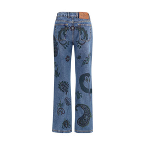 Etro Flower and bee print flare Jeans