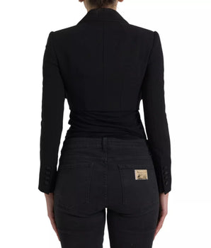 Dolce &amp; Gabbana Black Wool Single Breasted Cropped Jacket
