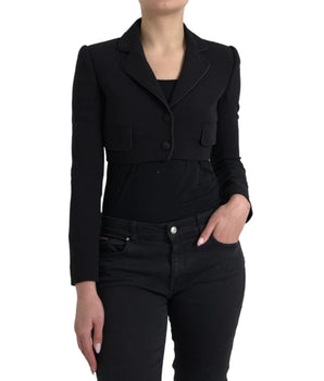 Dolce &amp; Gabbana Black Wool Single Breasted Cropped Jacket