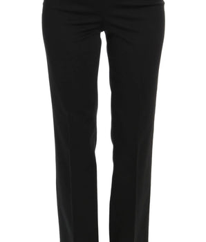 BENCIVENGA Black Stretch Straight Fit Dress Trousers Pants